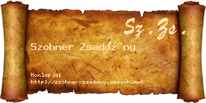 Szohner Zsadány névjegykártya